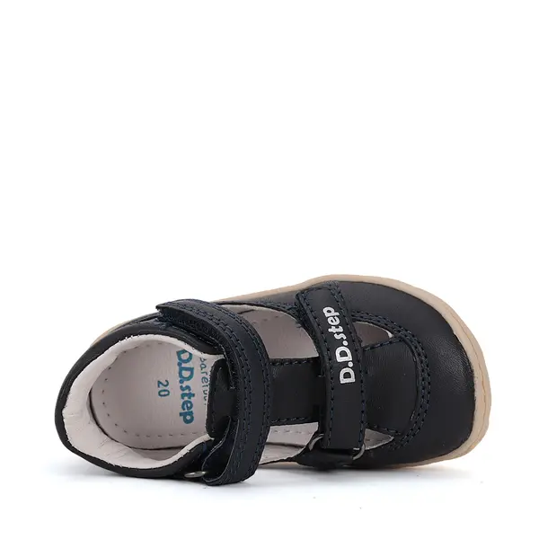 Pantofi D.D.Step copii, barefoot, piele naturala, decupati, primii pași, bleumarin_H077-51734CM-31_Pebebe