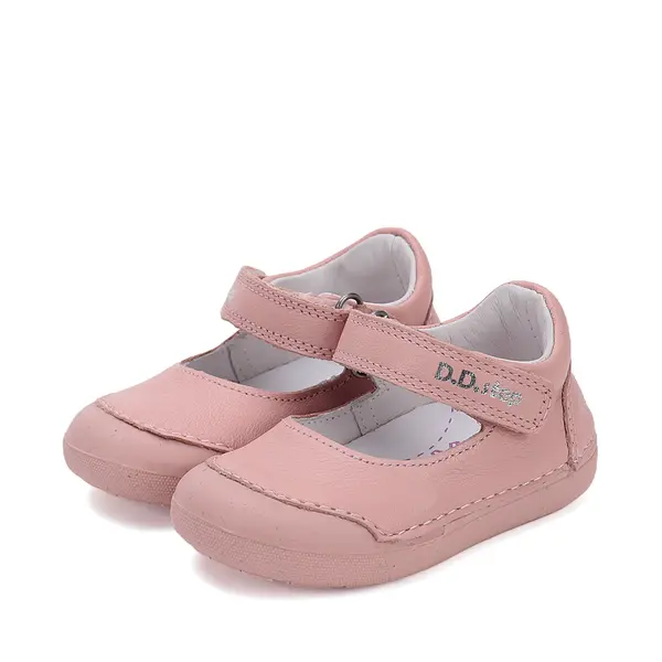 Pantofi D.D.Step, fete, piele naturala, decupati, primii pași, roz_H066-51758-21_Pebebe