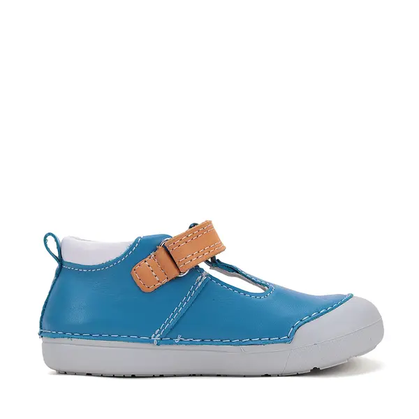 Pantofi D.D.Step, primii pasi, din piele naturala, decupati, primii pași, albastru, crocodil_H066-51978B-24_Pebebe