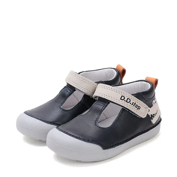 Pantofi D.D.Step, primii pasi, din piele naturala, decupati, primii pași, bleumarin, crocodil_H066-51978A-21_Pebebe
