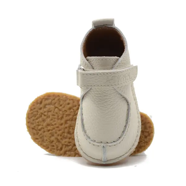 Pantofi din piele naturala pentru copii, talpa cauciuc, scai, Bubu, crem_RO-110-11-22_Pebebe