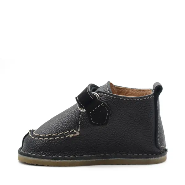 Pantofi din piele naturala pentru copii, talpa cauciuc, scai, Bubu, negru_RO-110-12-22_Pebebe