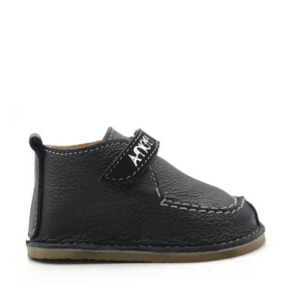 Pantofi din piele naturala pentru copii, talpa cauciuc, scai, Bubu, negru_RO-110-12-22_Pebebe