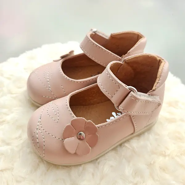 Pantofi din piele naturala, talpa flexibila, decupati, roz, Sara_RO-401-1-18_Pebebe