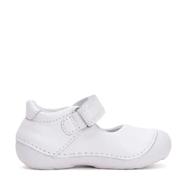 Pantofi fete, piele naturala, decupati, primii pași, alb, D.D. Step_H015-51291C-24_Pebebe