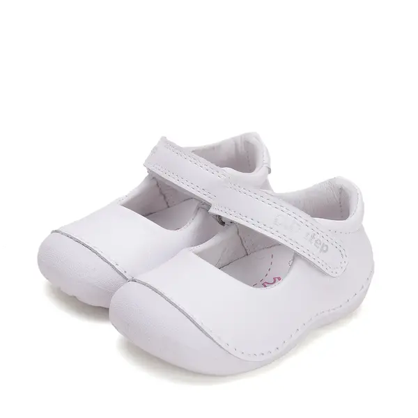 Pantofi fete, piele naturala, decupati, primii pași, alb, D.D. Step_H015-51291C-24_Pebebe