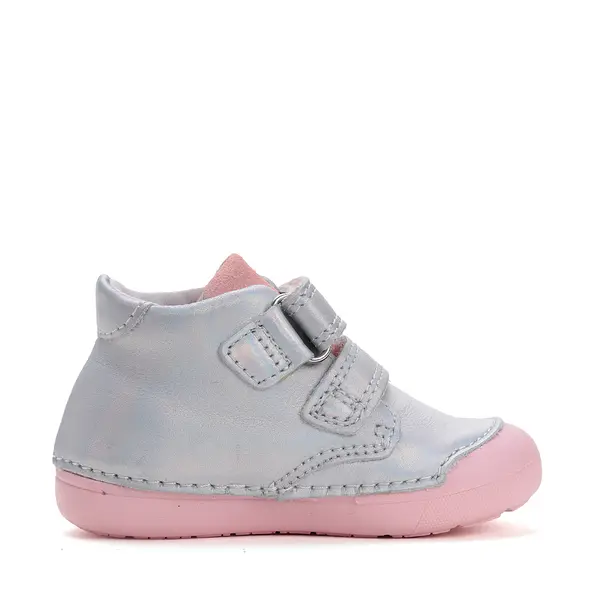 Pantofi fete, piele naturala, primii pasi, roz perlat, argintiu, D.D. Step_S066-51160B-25_Pebebe