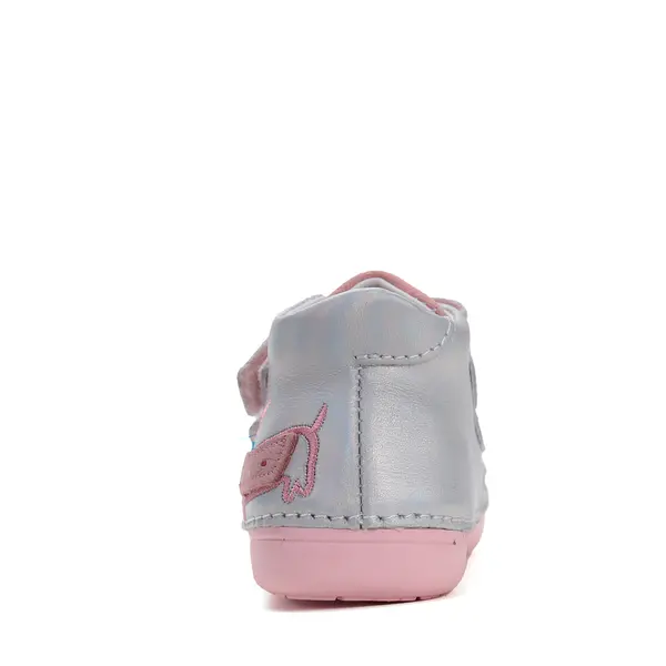 Pantofi fete, piele naturala, primii pasi, roz perlat, argintiu, D.D. Step_S066-51160B-25_Pebebe