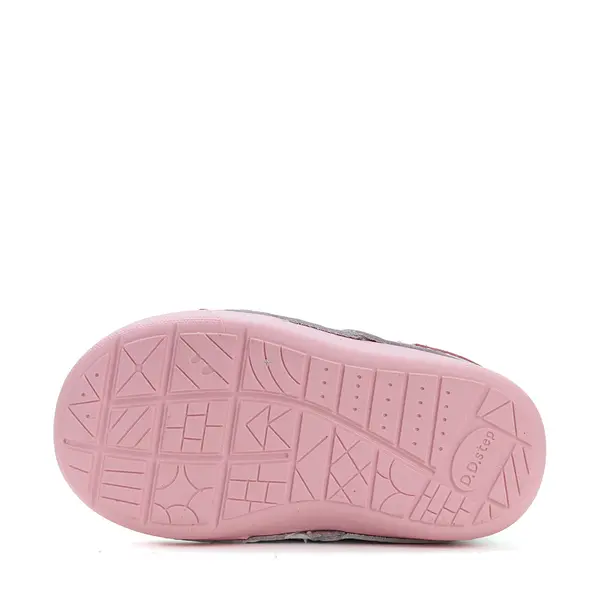 Pantofi fete, piele naturala, primii pasi, roz perlat, argintiu, D.D. Step_S066-51160B-25_Pebebe