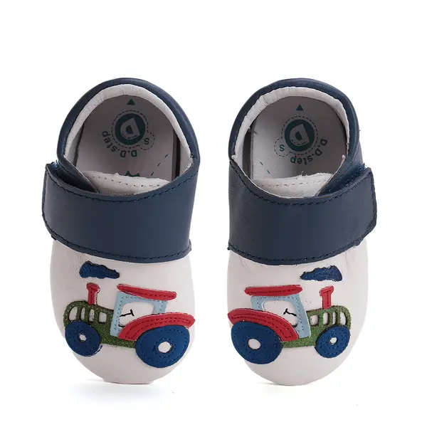 Pantofi primii pasi, interior, piele naturala, alb bleumarin, tractor, D.D. Step_K1596-51916-18/19_Pebebe