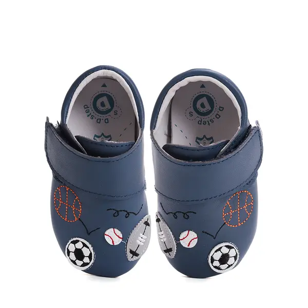 Pantofi primii pasi, interior, piele naturala, bleumarin, minge, D.D. Step_K1596-51110-18/19_Pebebe