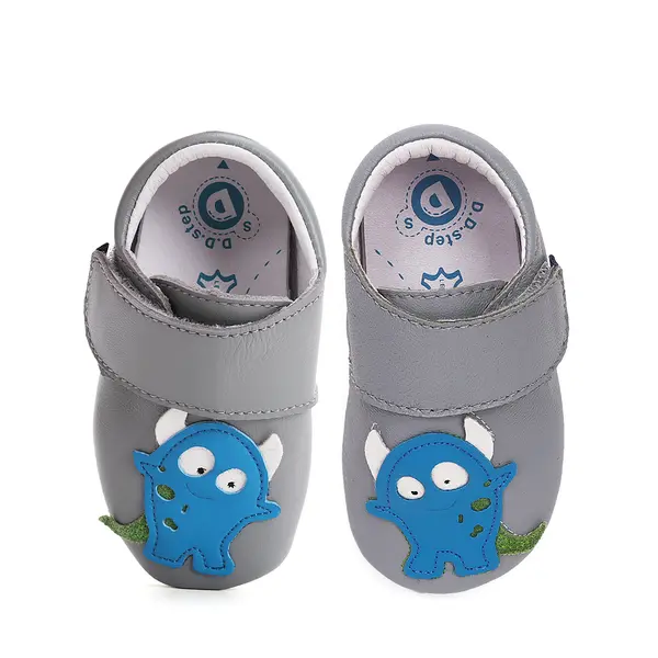 Pantofi primii pasi, interior, piele naturala, gri, monstrulet, D.D. Step_K1596-51622-18/19_Pebebe