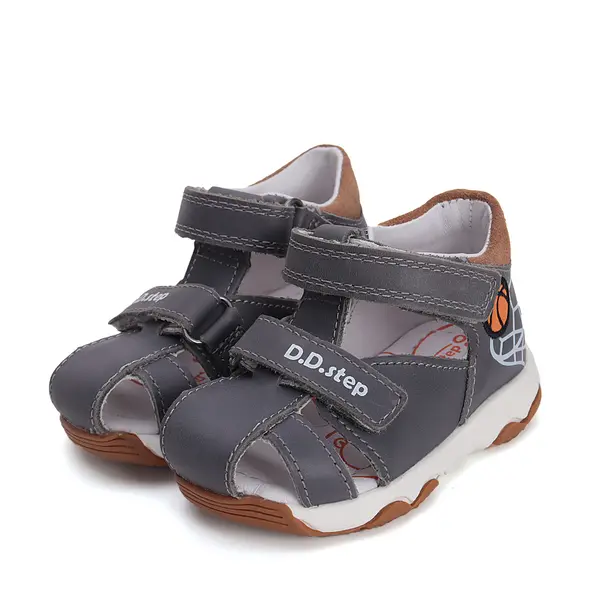 Sandale baieti, piele naturala, gri, basketball, D.D. Step_G064-51470B-20_Pebebe