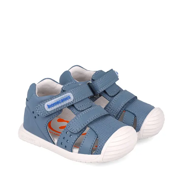 Sandale Biomecanics baieti, piele naturala, talpa flexibila, protectie degete, Biogateo Casual, albastru_252124-A631-19_Pebebe