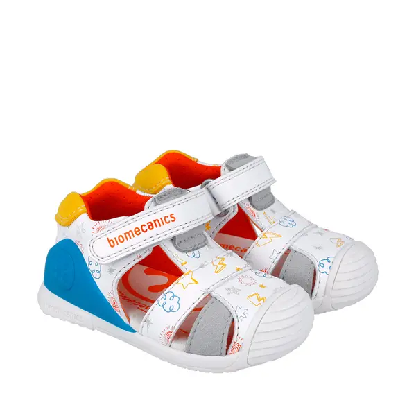 Sandale Biomecanics baieti, piele naturala, talpa flexibila, protectie degete, Biogateo Casual, albastru,_252116-C835-18_Pebebe