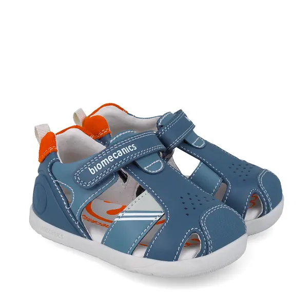 Sandale Biomecanics  baieti, piele naturala, talpa flexibila, protectie degete, Biomecanics wider, albastru_252169-A556-19_Pebebe