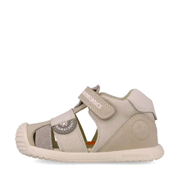 Sandale Biomecanics copii, talpa flexibila, protectie degete, Biogateo Casual, crem_252127-B695-19_Pebebe