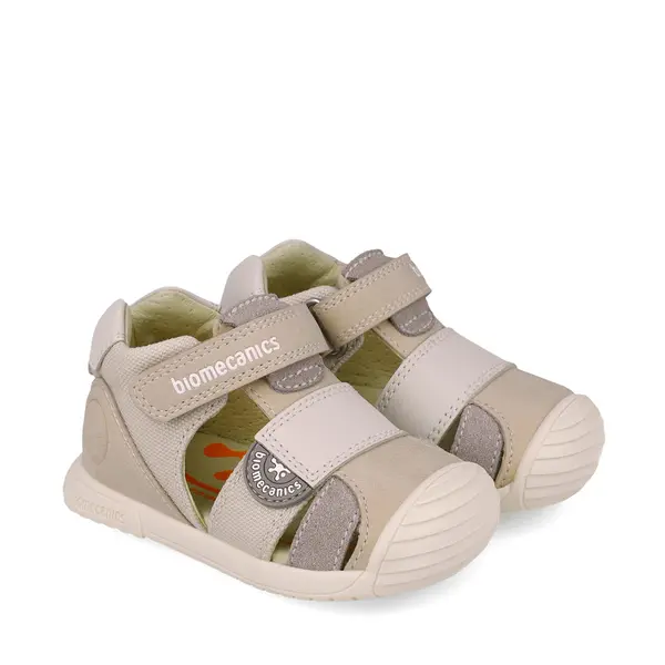 Sandale Biomecanics copii, talpa flexibila, protectie degete, Biogateo Casual, crem_252127-B695-19_Pebebe