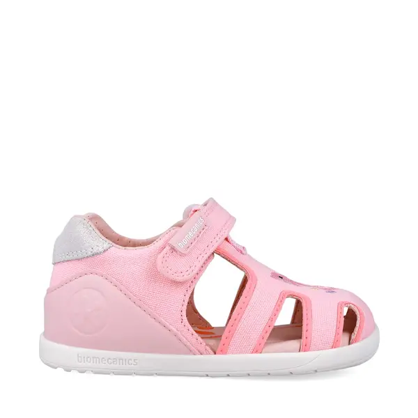 Sandale fete, material textil, talpa flexibila, protectie degete, Biogateo Wider Canvas, roz, Biomecanics_252191-B032-23_Pebebe