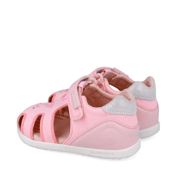 Sandale fete, material textil, talpa flexibila, protectie degete, Biogateo Wider Canvas, roz, Biomecanics_252191-B032-23_Pebebe