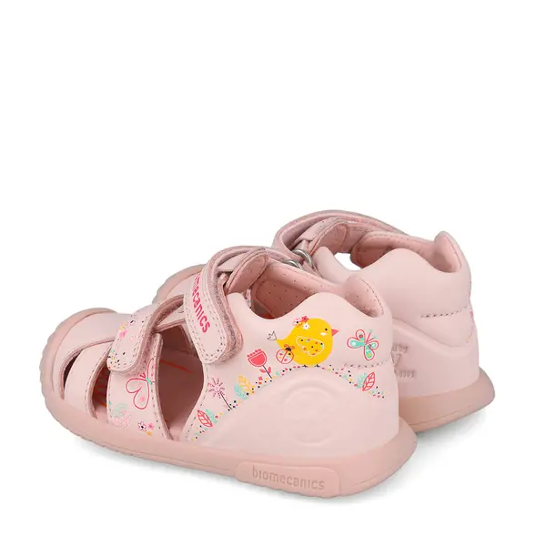 Sandale Biomecanics fete, piele naturala, talpa flexibila, protectie degete, Biogateo Casual, roz deschis_252107-A779-24_Pebebe