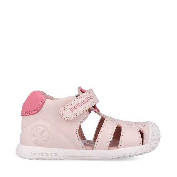 Sandale fete, piele naturala, talpa flexibila, protectie degete, Biogateo Casual, print roz, Biomecanics_252108-B779-25_Pebebe