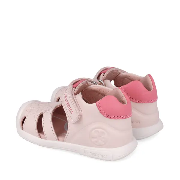 Sandale fete, piele naturala, talpa flexibila, protectie degete, Biogateo Casual, print roz, Biomecanics_252108-B779-25_Pebebe