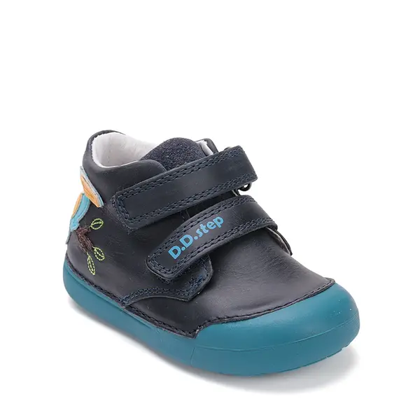 Pantofi D.D. Step baieti, piele naturala, primii pasi, talpa felxibila, bleumarin, papagal_S066-52304-25_Pebebe