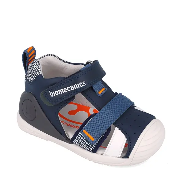 Sandale Biomecanics baieti, piele naturala, talpa flexibila, protectie degete, Biogateo Casual, bleumarin_252117-A183-18_Pebebe