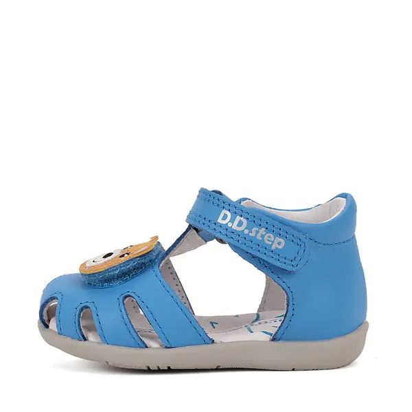 Sandale D.D. Step Copii, piele naturala, talpa flexibila, albastru, ursulet_G075-51284B-19_Pebebe