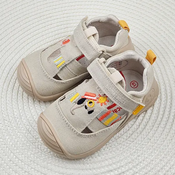 Sandale baieti, material textil, talpa flexibila, protectie degete, Biogateo Canvas, catel, bej, Biomecanics_252178-B103-18_Pebebe