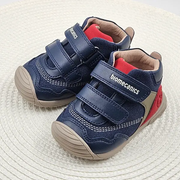 Ghete Baieti Biomecanics, piele naturala, primii pași, sustinere calcai, BioGateo, culoare bleumarin, rosu_251125-A183-18_Pebebe