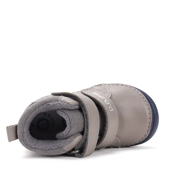 Ghete D.D Step Baieti, piele naturala, talpa flexibila, captuseala textila, gri, masinuta_S071-52771BM-31_Pebebe