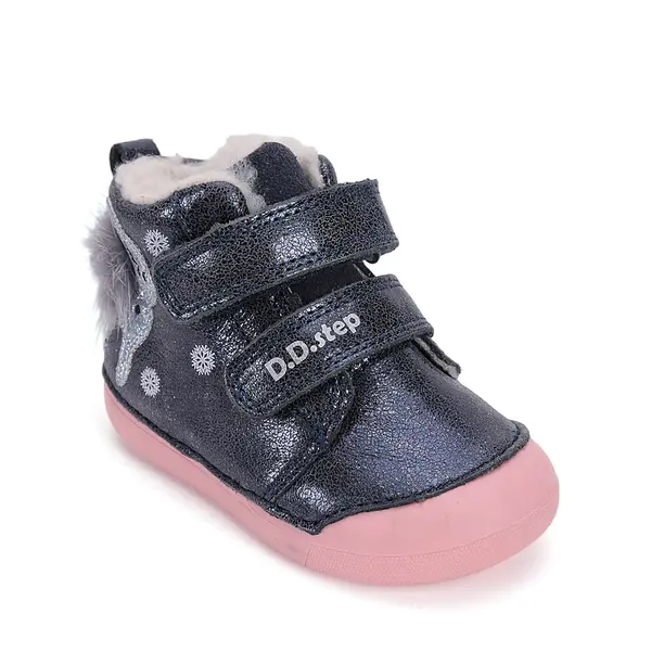 Ghete D.D.Step fete, piele naturala, imblanite, bleumarin sidef, Bamby_W066-52733A-24_Pebebe
