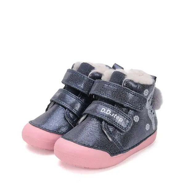 Ghete D.D.Step fete, piele naturala, imblanite, bleumarin sidef, Bamby_W066-52733A-24_Pebebe