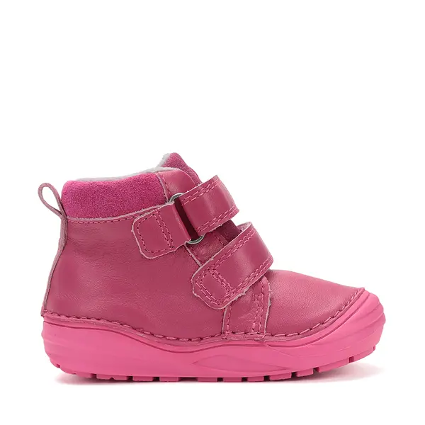 Ghete D.D Step fete, piele naturala, talpa flexibila, captuseala textila, roz inchis, flori_S071-52810B-25_Pebebe