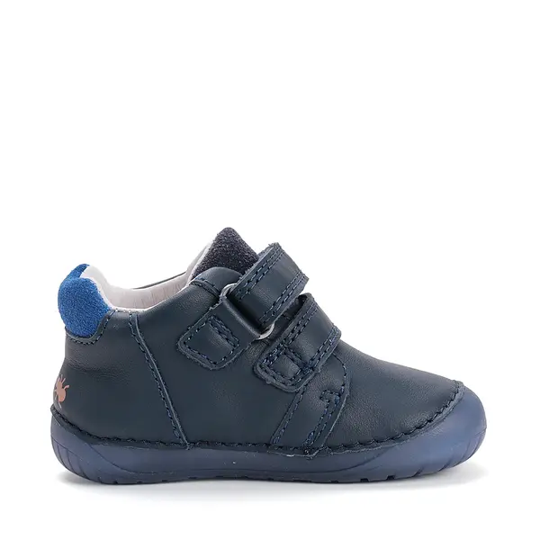 Pantofi D.D. Step baieti, piele naturala, barefoot, primii pasi, talpa fluorescenta, bleumarin, furnicute_S070-52576A-20_Pebebe