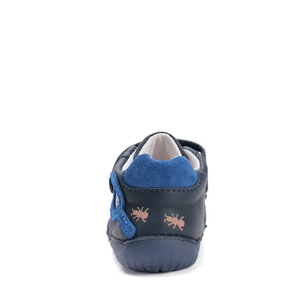 Pantofi D.D. Step baieti, piele naturala, barefoot, primii pasi, talpa fluorescenta, bleumarin, furnicute_S070-52576A-20_Pebebe