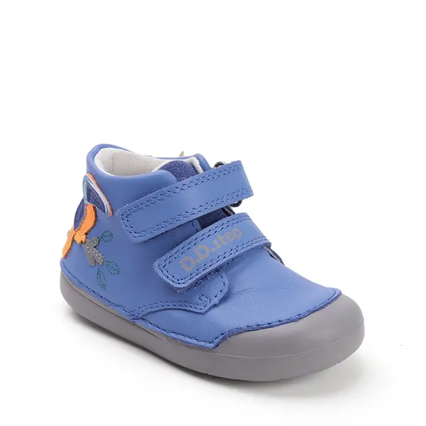 Pantofi D.D. Step baieti, piele naturala, primii pasi, talpa felxibila, albastru, papagal_S066-52304B-20_Pebebe