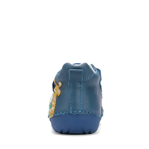 Pantofi D.D. Step baieti, primii pasi, piele naturala, talpa flexibila, albastru, girafa_S015-52874A-24_Pebebe