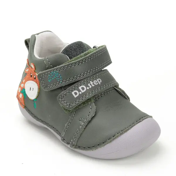 Pantofi D.D. Step baieti, primii pasi, piele naturala, talpa flexibila, khaki, girafa_S015-52874-24_Pebebe