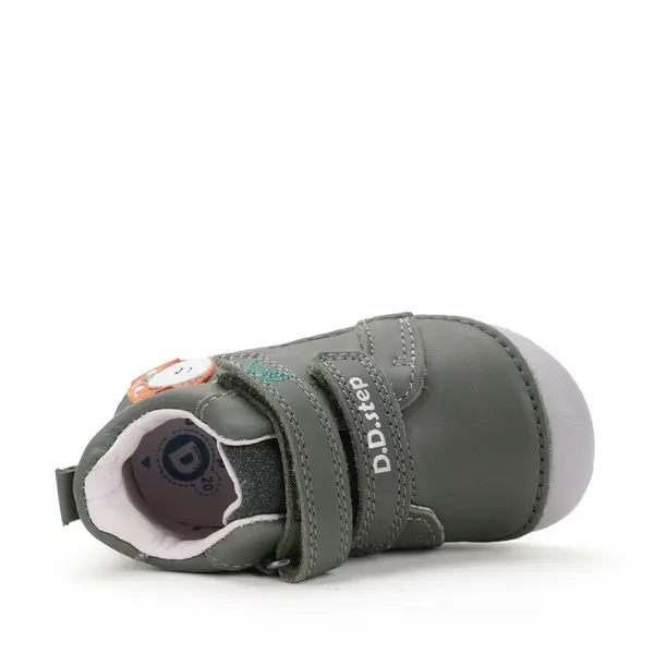 Pantofi D.D. Step baieti, primii pasi, piele naturala, talpa flexibila, khaki, girafa_S015-52874-24_Pebebe