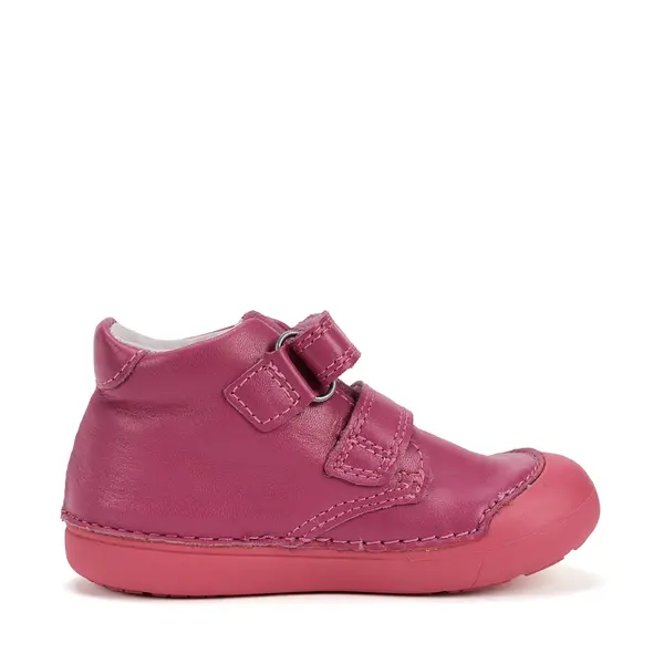 Pantofi D.D. Step fete, piele naturala, primii pasi, talpa felxibila, roz inchis, floricele_S066-52737-20_Pebebe