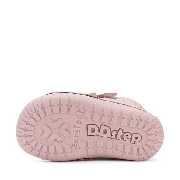 Pantofi D.D Step fete, primii pasi, piele naturala, barefoot, roz deschis, imprimeu flori_S070-52724-24_Pebebe