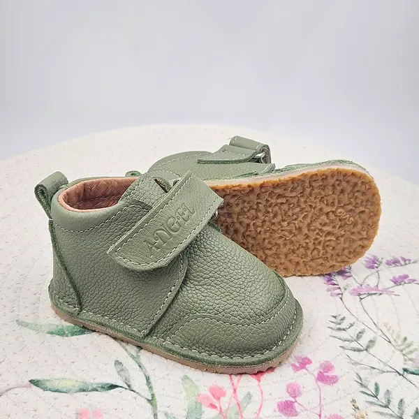 Pantofi copii, piele naturala, barefoot, primii pasi, talpa flexibila, culoare verde, Smiley_RO-500-6-17_Pebebe