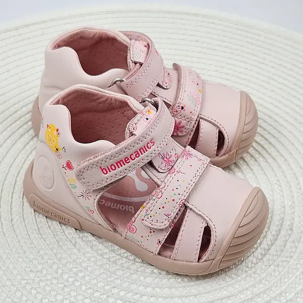 Sandale Biomecanics fete, piele naturala, talpa flexibila, protectie degete, Biogateo Casual, roz deschis_252107-A779-24_Pebebe