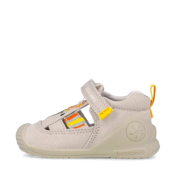 Sandale baieti, material textil, talpa flexibila, protectie degete, Biogateo Canvas, catel, bej, Biomecanics_252178-B103-18_Pebebe