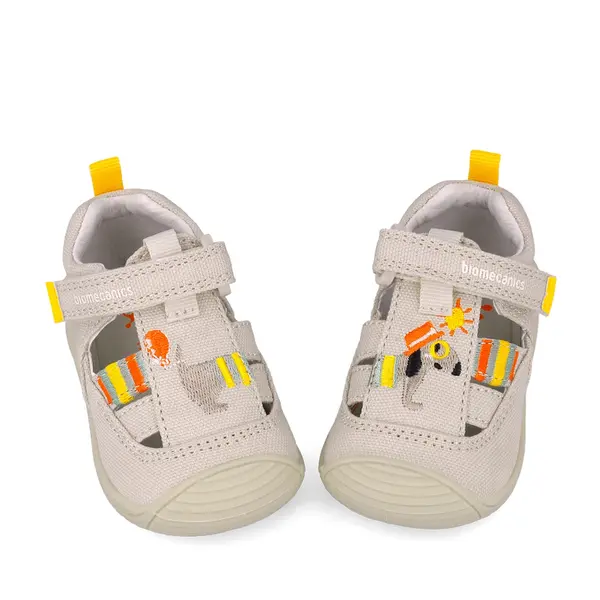 Sandale baieti, material textil, talpa flexibila, protectie degete, Biogateo Canvas, catel, bej, Biomecanics_252178-B103-18_Pebebe