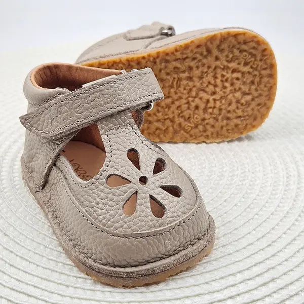 Sandale barefoot copii, piele naturala, primii pasi, talpa flexibila, bej_RO-502-3-17_Pebebe