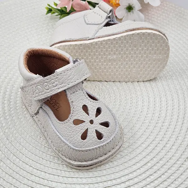 Sandale barefoot copii, piele naturala, primii pasi, talpa flexibila, crem_RO-502-1-22_Pebebe